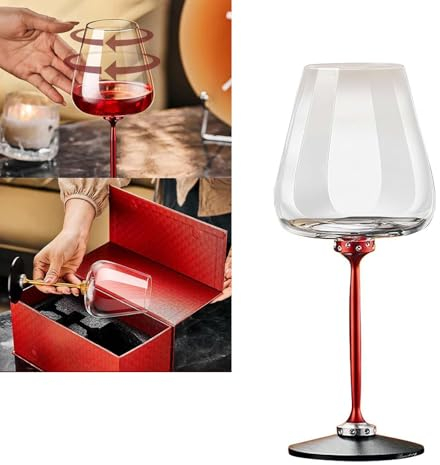 HFLWYWD Verre à décanter rotatif avec cristaux, verres rotatifs créatifs, verre à vin rouge ou blanc avec tasse amovible, idée cadeau pour Noël, Halloween