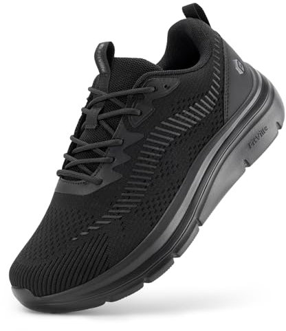 FitVille Walkingschuhe Herren Extra Weite Sneaker Atmungsaktive Laufschuhe Bequeme Sportschuhe für Breite Füße Schwarz 45 EU X-Weit