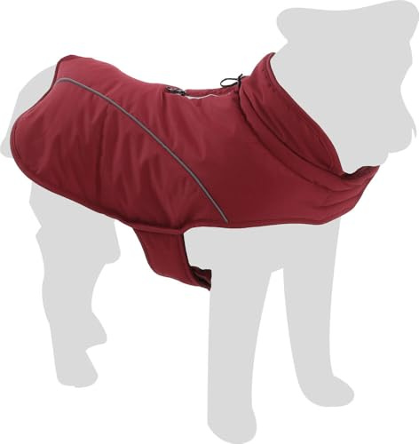 Flamingo Winterjas Ragna Rot – A:35cm B:34-38cm C:50-54cm, Weiches Fleece, Reflektierende Streifen, Waschbar, Spritzwassergeschützt, Ideal für Chihuahua, Yorkshire Terrier, Pudel usw.