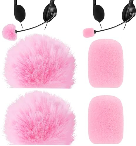 PAGOW Mini-Mikrofon-Windschutzscheiben und pelzige Abdeckung, hochdichte Mikrofon-Headset-Abdeckung, Ansteckmikrofon-Windschutz für Lavalier-Mikrofone, Rauschunterdrückung (2 x Schaumstoff + 2 x