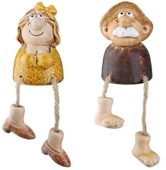 MF Dekorative Keramikfiguren 'Rüdiger und Hannelore', Kantensitzer, rustikal, 9 cm hoch