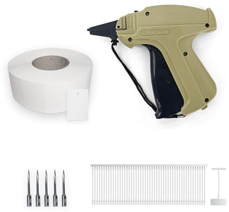Heftpistole - Etikettierpistole ARROW 9S + 5 Ersatznadeln + 1.000 Kartonetiketten Etiketten 30x45 mm + 1.000 Heftfäden Standard (40mm Heftfäden)