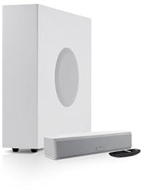 Teufel Cinebar One + 2.1 - Soundbar ultra compatta con subwoofer salvaspazio, Dolby Audio, Bluetooth 5.0 aptX, pannello touch, Dynamore Ultra – bianco