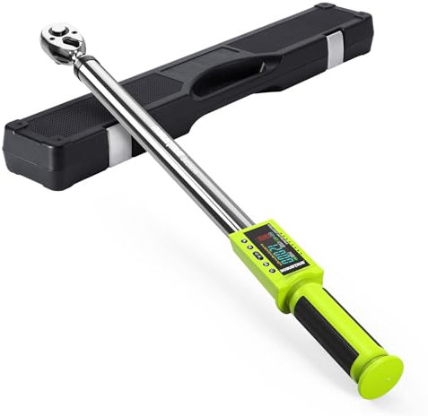 Robustrue 1/2” 340 N.m Chiave dinamometrica digitale, precisione ±2%, chiave dinamometrica elettronica con cicalino e LED, 500 posizioni di memoria e 10 preimpostazioni per bicicletta, moto e auto