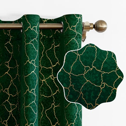 Ystyle Samtvorhang 2er Set 140x175cm, Blickdichte Vorhänge Samt für Schlafzimmer Wohnzimmer mit Ösen, Wunderschön Weich Vorhang Velvet Curtains, Verdunkelnd Samt Gardinen Blickdicht, Grün