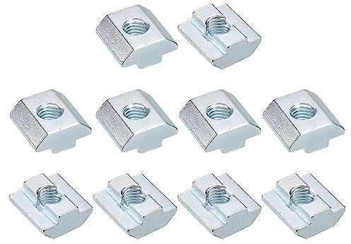 sourcing map t Nuts, 15pcs - Galvanized Carbon Steel t Slot Bolts, 4040 Series M8 Hammer Head Fastener, Sliding t Nuts for Aluminum Extrusion Profile (Silver)