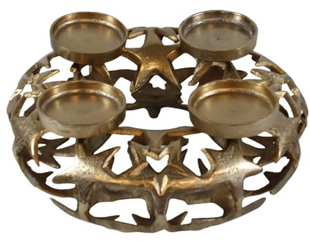 Fachhandel Plus Kerzenständer für Stumpenkerzen – moderner Kerzenhalter für bis zu 4 Kerzen – Metall Deko-Kerzenleuchter in verschiedenen Designs & Farben (Gold, Starlight)