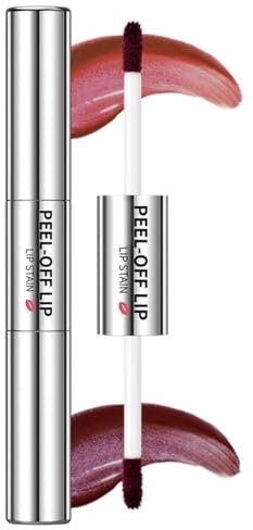 Double-Ended Peel Off Lip Stain,2 colors Red and Nude Long-Lasting Lip Tint Peel Off Tattoo Matte Finish,Waterproof Anti-Smudge Lip Liner Natural Highly Pigmented（1#）