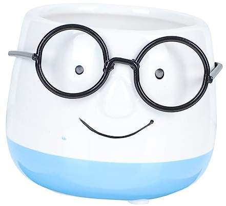 TOYANDONA Pot De Fleurs Unique pour Décoration De Bureau Cache-Pot Créatif Forme De Lunettes Couleur Bleue