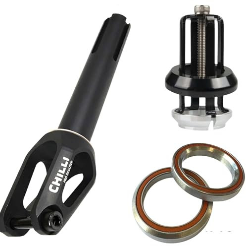Chilli Pro Scooters Stunt Scooter Fork Trick Roller di ricambio per tuning forcella IHC I SCS I HIC adatto per ruote da 100 I 110 I 120 mm (Slim Cut IHC Set Nero)