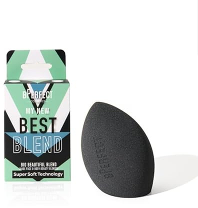 BPerfect My New Best Blend – Big Beautiful Blend Makeup Sponge – Super Soft Black Beauty Blender for Cream, Liquid, Powder & Serum Application – Latex-Free, Cruelty-Free – 40g