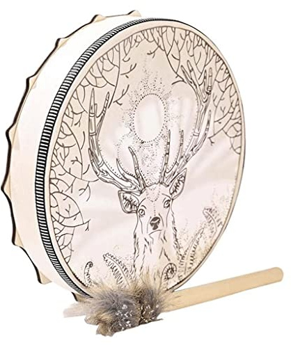 CEHJZQRPL Tambour chamanique Symbole Musique spirituelle avec Baguettes éthéré Fait à la Main Kit de Batterie Musique for Adulte
