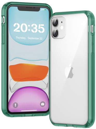 Voyahülle Clear Case for iPhone 11, Ultra Thin, Shockproof TPU Cover, Anti-Yellowing, Crystal Clear, Phone Case for Apple iPhone 11 - Green