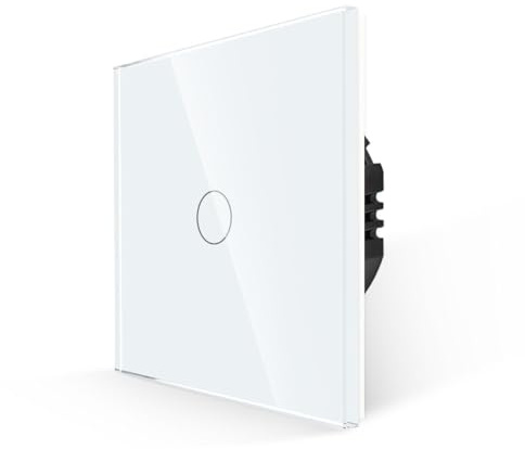 PULSAR Touch Lichtschalter Unterputz 1-Fach Weiß Glas, Wandschalter | PULSAR Touch Lichtschalter Unterputz 1-Fach Weiß Glas, Berührungsschalter, Sensor Schalter 230V ohne Neutralleiter