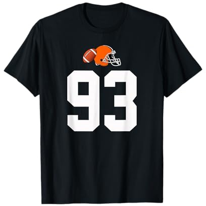 Americano Fútbol Casco Estilo Vintage Número 93 Camiseta