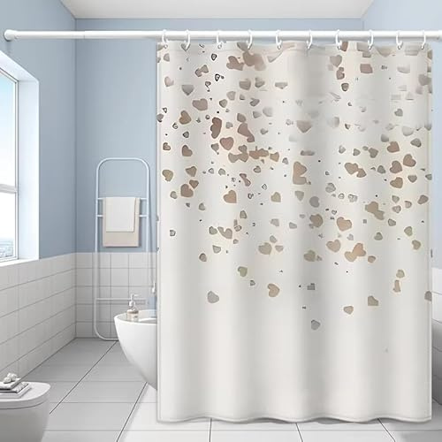AJALGZ Rideau de Douche Minimaliste Blanc avec Crochets, Motif Beige, séparation de Salle de Bain Moderne (95 x 180 cm/résistant à la moisissure)