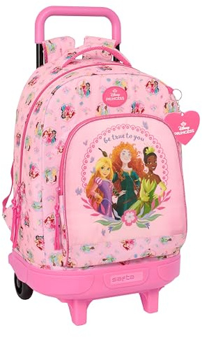 Princesas Disney, großer Rucksack mit Rädern, kompakt, abnehmbar, ideal für Kinder verschiedener Altersgruppen, bequem und vielseitig, Qualität und Widerstandsfähigkeit, 33 x 22 x 45 cm