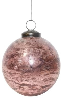 Antikas - Premium Weihnachtskugeln rund, Glas Rose patiniert - handgemacht Indien, ⌀10 cm, 6er Set