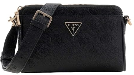 GUESS Umhängetasche Cresidia II Mini Xbody Top Zip Bag Black Logo schwarz