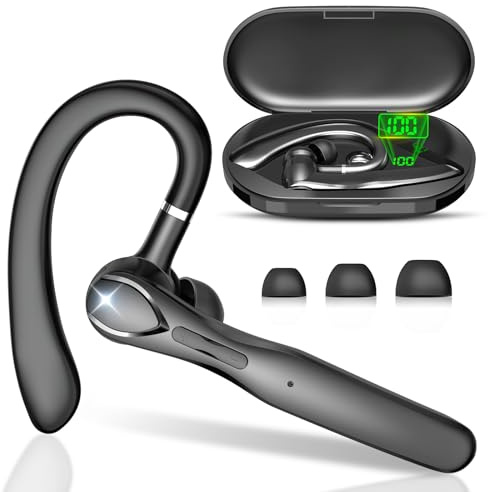 Sisism Bluetooth-Headset, kabelloser Bluetooth-Ohrhörer mit 400 mAh Ladehülle, 50 Stunden Sprechzeit, integriertes Mikrofon für iOS Android Handy, V5.3 Freisprech-Kopfhörer für Trucker, Büro