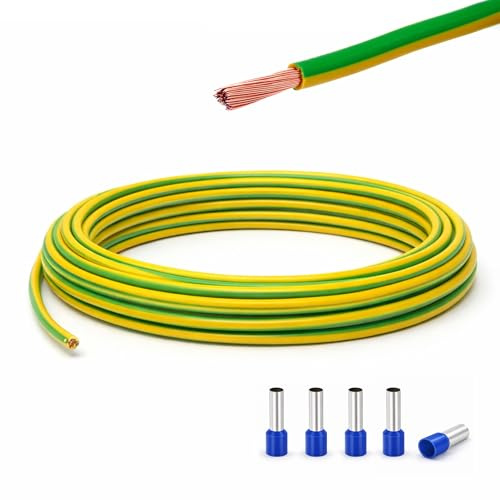 Event-Kabel & more-Set Erdungskabel 16mm² - Grün/Gelb - H07V-K - Erdungsleitung Aderleitung feindrähtig flexibel (5-100m) mit 5 Aderendhülsen (3 Meter)