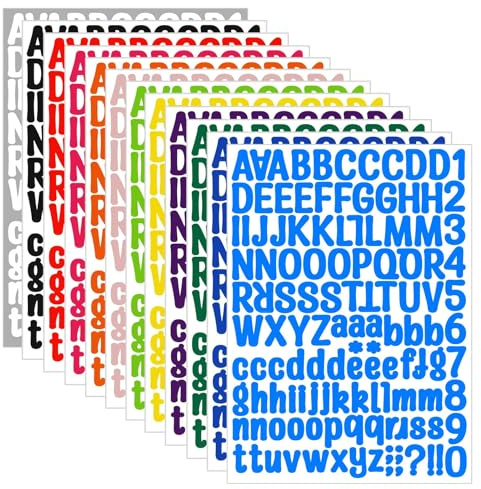 1512 Pcs Letter Stickers, 12 Sheets Alphabet Sticker, 1 inch Multicolor Stick on Letters, Vinyl Letters Stickers, Self Adhesive Sticks for DIY Scrapbook, Graduation Cap, Water Bottle, Windows