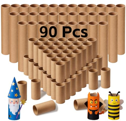 Dewgot 90 Pcs Cardboard Tubes for Crafts 2 Size Empty Toilet Paper Rolls, 1.7x10In＆1.6x 3.93In, Premium Kraft Paper Strong And Pressure-Resistant, Craft Tubes for Classroom DIY Projects.