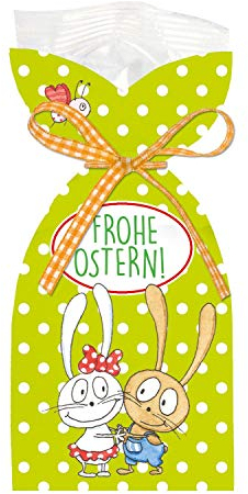STEINBECK Ostern Geschenk Fruchtgummi 100g - Frohe Ostern - Osterhase grün gepunktet Ostergeschenk Osterfest Osternest Osterei Hase süß