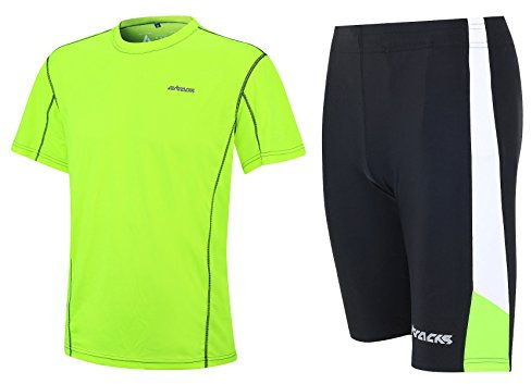 Airtracks Ensemble de course à pied avec short et t-shirt à manches courtes Pro Air - Noir fluo - Taille M