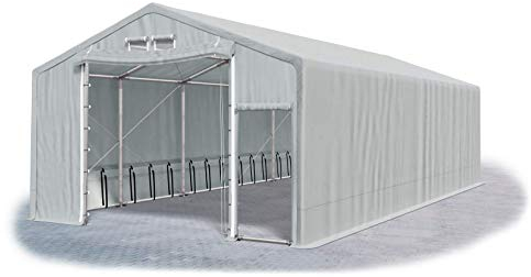 Das Company Lagerhalle 6x10x3m feuersicher grau wasserdicht ganzjährig Industriezelt Stahlseile 600g/m² PVC Winter Plus SFR - Zeltgarage, Lagerzelt Winterfest, Zeltgarage Winterfest - Winterzelt
