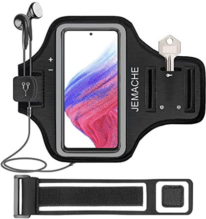 Galaxy A54 5G/A53 5G/ A52/ A51 Armband, TUPSKY Gym Run Jog Exercise/Workout Arm Band for Samsung Galaxy A54 5G, A53 5G, A52, A51 with Key/Card Holder (Black)