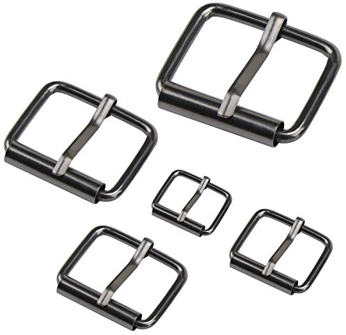 TsunNee Metall-Rollschnallen für Taschen, Leder-Gürtel, Dornschließen, 75 Stück, Handarbeits- und Bastelzubehör, 5 Größen Schwarz