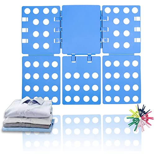 ValueHall Clothes Folder T-shirt Folding Board Adjustable Clothes Folding Board Kids Adult Laundry Organizer Clothes Flip Fold for Shirts and Trousers V7031A (Blue)