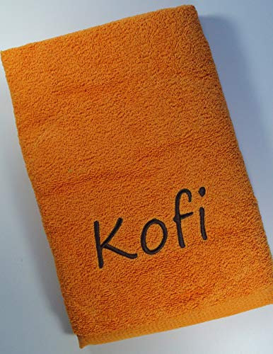 Generisch ★ Handtuch mit Namen Bestickt ★ Duchtuch ★ Geschenk ★ Badetuch ★ 500 g/m2 ★ (Orange, 70 x 140 cm)