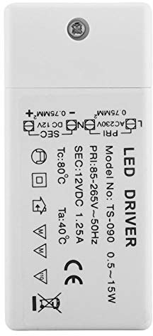 LED Driver Power, LED Power Transformer, AC 85-265V a DC 12V SMD Power Supply Transformer, LED Switch Power para LED Strip Light, adecuado para MR11/G4/MR16/GU5.3 12V LED bombillas(15W)