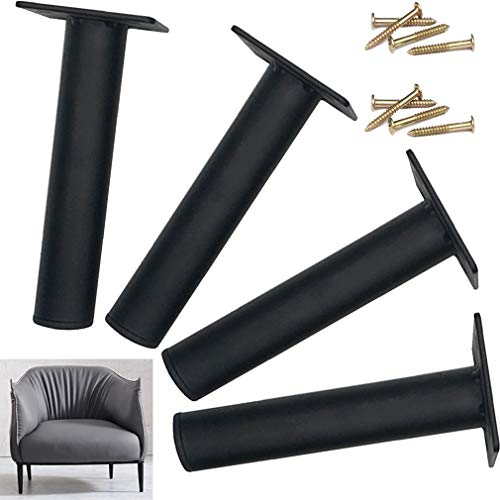 4er Set Metall-Möbelfüße Möbelbeine,Schwarze Sofa Beine,Küche Schrank Fusse,Ersatzfüße für Couchtisch,TV-Schrank,Schreibtisch, Frühstück Bar,Ottomane,Mit Schrauben,Last 800 kg,Runde Röhre(16cm)