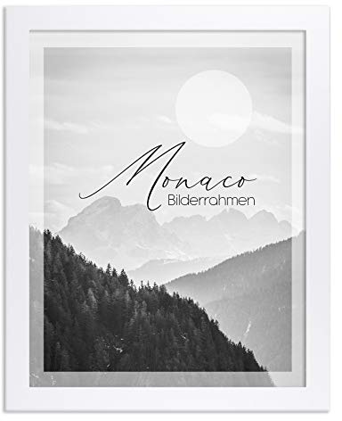 BIRAPA Monaco Bilderrahmen 60x80 cm Weiß Hochglanz - Bilderrahmen Metall Optik, Alu Gebürstet Rahmen, Posterrahmen, Wechselrahmen