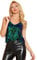 Allegra K Damen Festliches Oberteil Glitzer Top Spaghetti Party Club Camisole Pailletten Shirt Grün blau S