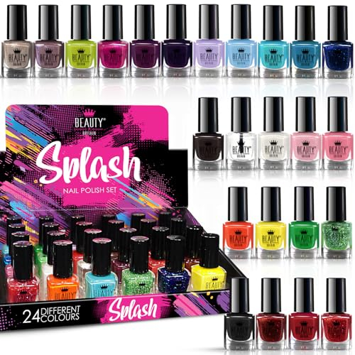 Splash 24 x Nagellack-Set 24 Verschiedene Moderne Farben Schnelltrocknend (Set A)