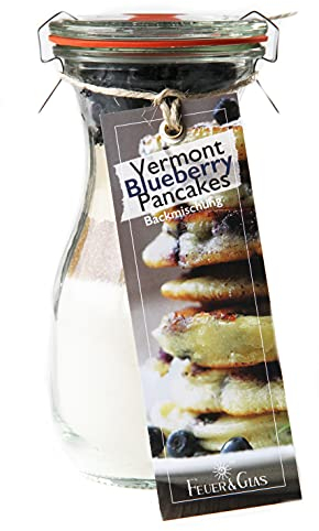 Backmischung im Weckglas für Vermont Blueberry Pancakes Mini ( 250ml ) - Zutaten im Weckglas für die einfache Zubereitung – Gourmet Back-Mischung von Feuer & Glas