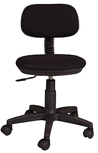Dmora Bürostuhl auf Rädern, Liftstuhl, Gepolsterter Stoffstuhl, 58x53h77 / 87 cm, schwarze Farbe