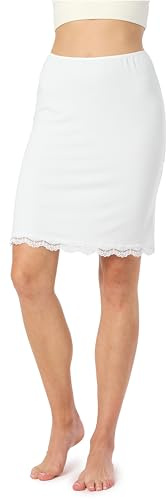 Bellivalini Jupon Femme en Viscose, Blanc, Beige, Taille XS-L, XL-XXL, Dos Lisse ou Couture, Antistatique, Léger, Confortable, À Porter Sous une Jupe ou Vêtement Transparent, Fabrication UE