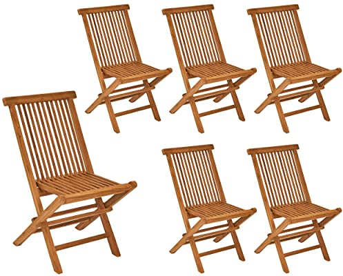 LC Garden »Riva« Teak Stuhl Klappstuhl Hochlehner Outdoor Gartenstuhl Holz echtes Teakholz 2/4/6er Set (6er Set, 6)