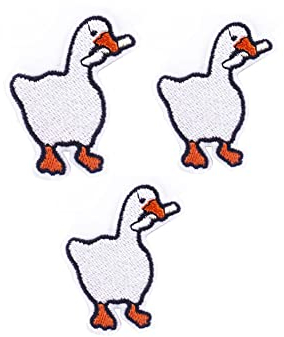 3 PS Gans mit Messer, bestickte Aufnäher, lustig, niedliche Ente, Meme, zum Aufbügeln oder Aufnähen, für Jacken, Jeans, Kleidung, Rucksäcke, Taschen