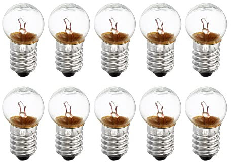 sourcing map ampoule e10 Ampoules Miniatures à Culot à Vis DC 4.8V Lumière Jaune Chaude Mini Lampes avec Boîte de Rangement, 1 Ensemble/10 Pcs