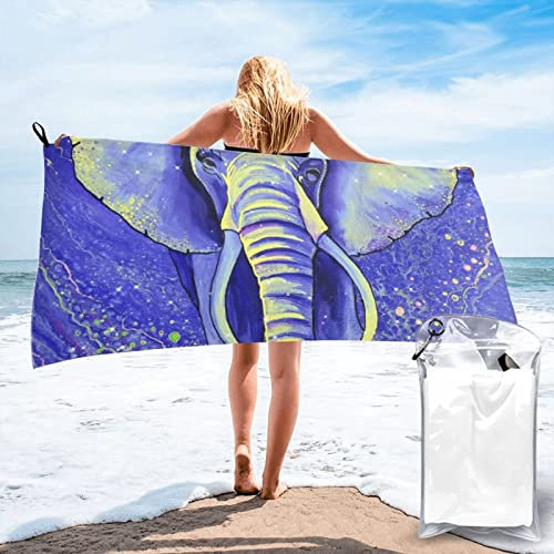Lawenp Mandala Elefant Indien Stil Mikrofaser Strandtuch Erwachsene groß schnell trocknend Badetuch Reisehandtücher mit Tasche 31,5x63