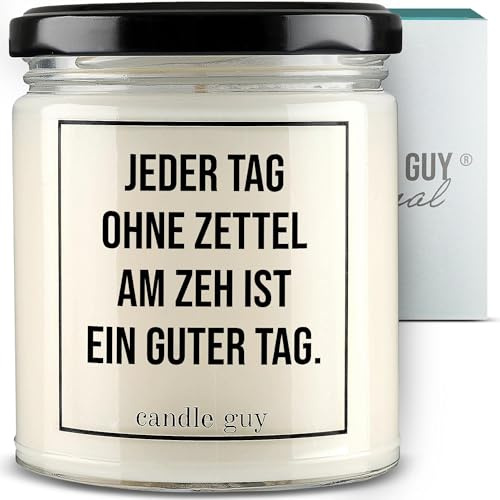 candle guy Duftkerze | Jeder Tag ohne Zettel am Zeh ist ein guter Tag. | Handgemacht aus 100% Sojawachs | 70 Stunden Brenndauer