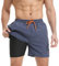 JustSun Maillot de Bain Homme Short de Bain Homme 2 en 1 Séchage Rapide Surf Shorts Court Homme de Plage Piscine Sport Natation avec Compression Liner Jean Bleu M
