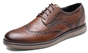 KNBR Zapatos formales para hombre con cordones para trabajo, negocios, viajes, vestido Oxford casual, Brown, 42 1/3 EU