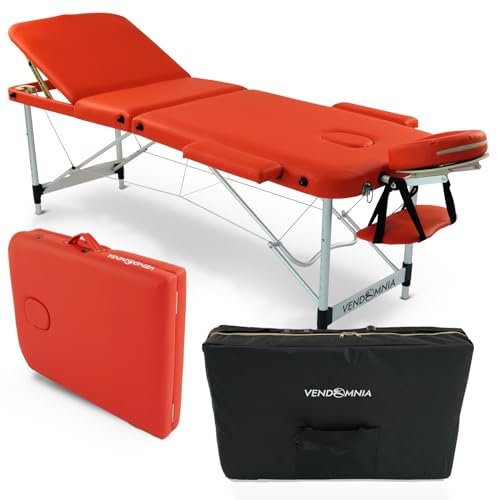 VENDOMNIA Mobile Massageliege - Aluminium mit 3 Zonen höhenverstellbar inkl. hochwertiger Kopfstütze Tasche Armlehnen - Farbwahl Klappbar, Massagetisch Massagebett Massagebank Behandlungsliege